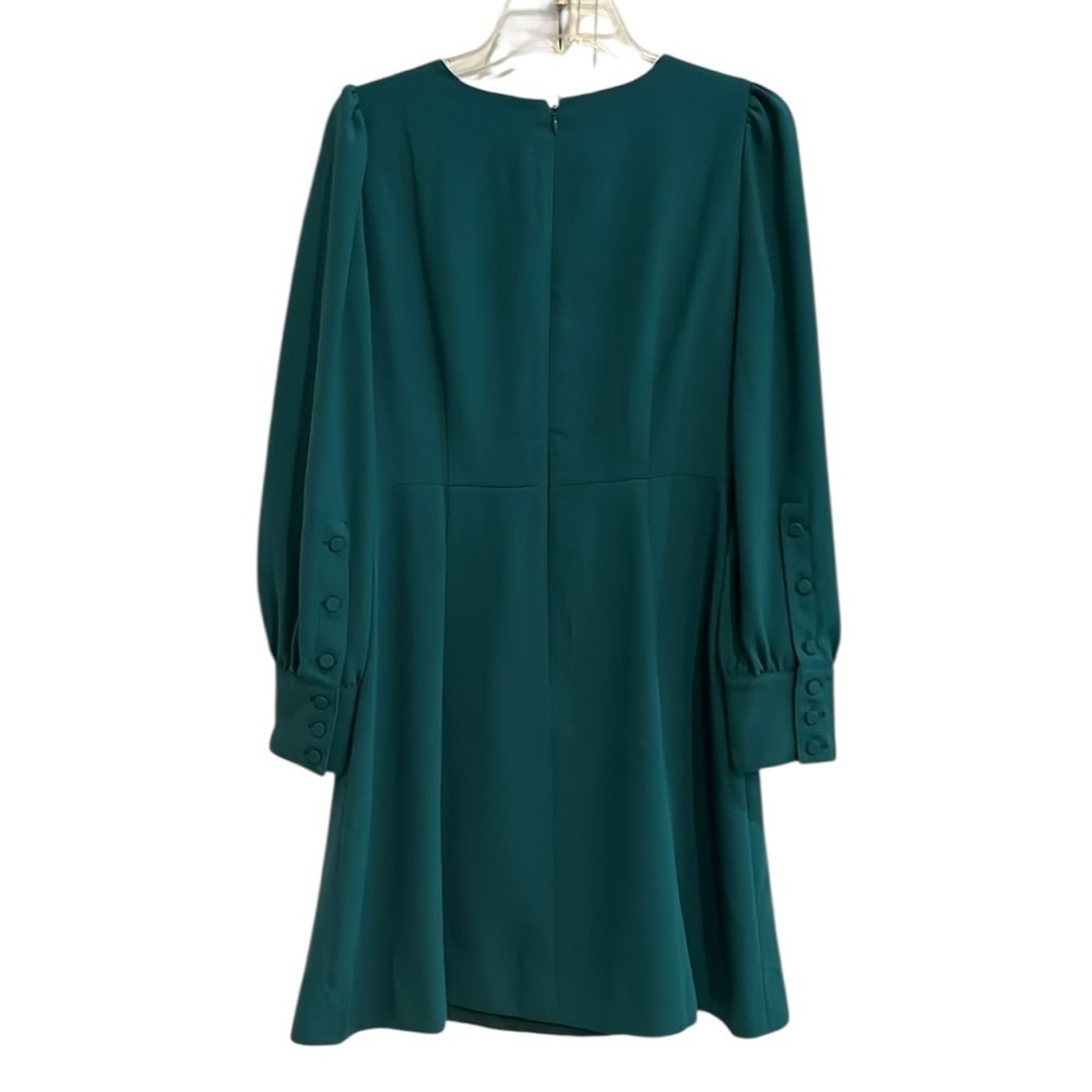 J. Crew Jade Green Long Sleeve Crepe Dress Size 6 - Picture 2 of 9